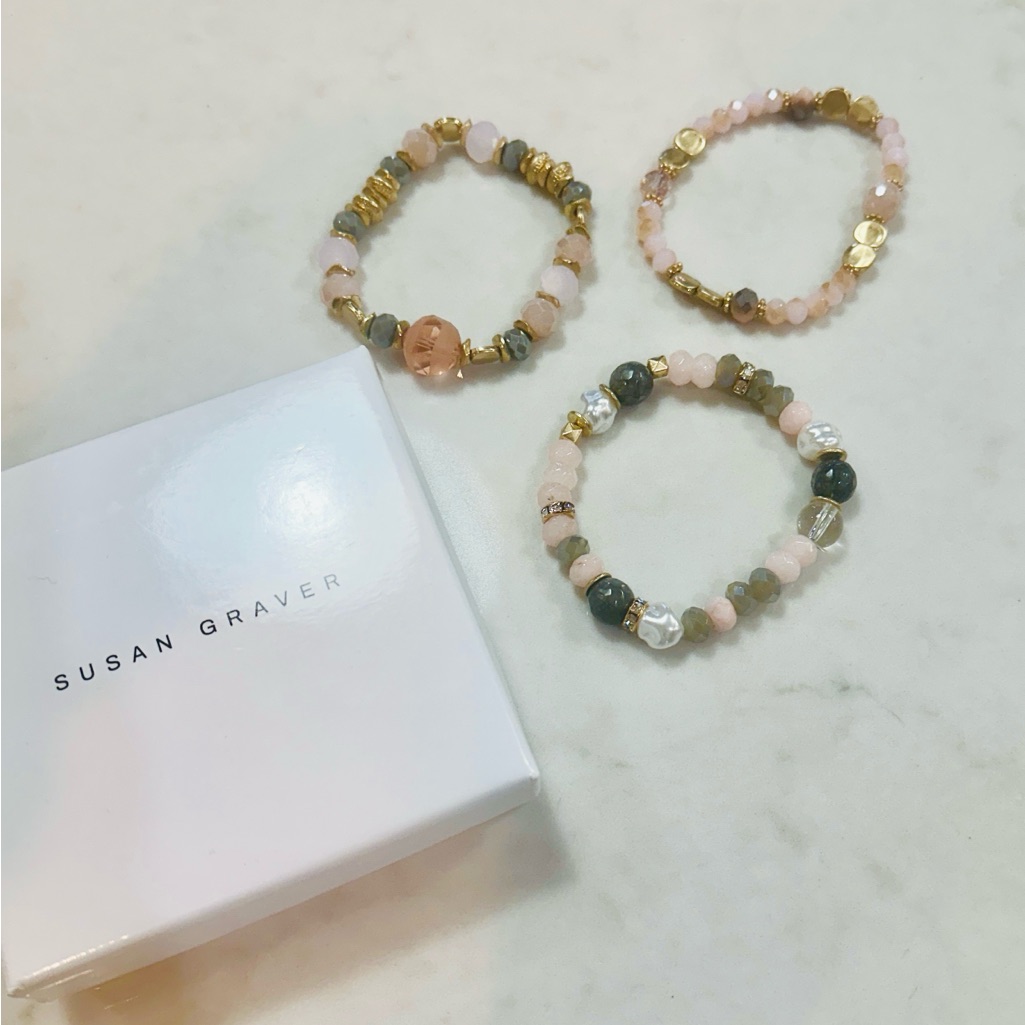 Susan Graver Gold And Cream Bracelet Trio